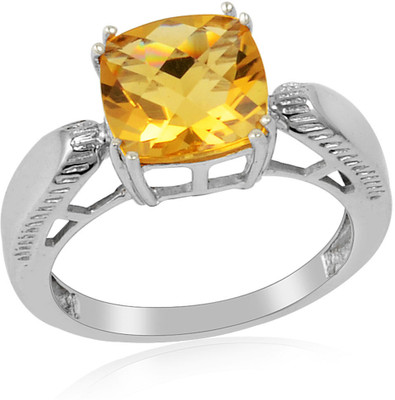44% OFF on RosesNRibbons Gold Mist Sterling Silver Citrine Rhodium Plated Ring