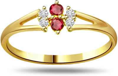 30% OFF on Surat Diamond 0.12ct Diamond & Ruby Ring SDR995 Yellow Gold Diamond, Ruby 18 K Ring