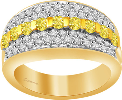Ciemme 1.14 CT Cocktail Fashion Silver Diamond 18K Yellow Gold Plated Ring