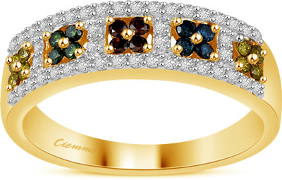 Ciemme 0.51 CT Cocktail Fashion Silver Diamond 18K Yellow Gold Plated Ring