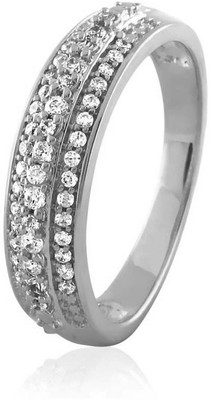 23% OFF on Velvetcase Triple Row Diamond Eternity Band White Gold 18 K Ring
