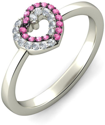 BlueStone The Luben White Gold Diamond, Sapphire 18K White Gold Plated 18 K Ring