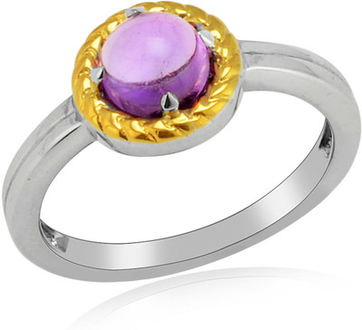44% OFF on RosesNRibbons Tribal Twist Sterling Silver Amethyst Rhodium, 18K Yellow Gold Plated Ring