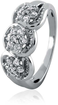 7% OFF on Velvetcase Three Piece Cluster Diamond Eternity Band White Gold 18 K Ring