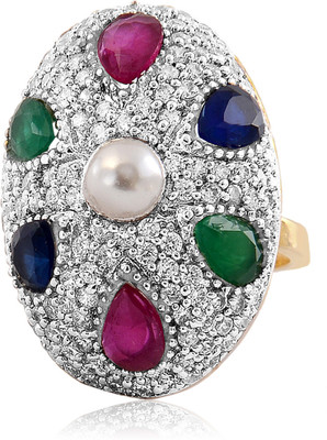 60% OFF on Alysa Copper, Brass Cubic Zirconia, Onyx, Pearl Rhodium, 18K Yellow Gold Plated Ring 60% OFF on Alysa Copper, Brass Cubic Zirconia, Onyx, Pearl Rhodium, 18K Yellow Gold Plated Ring