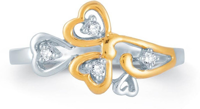 Jashn Yellow Gold Diamond Rhodium Plated Ring Jashn Yellow Gold Diamond Rhodium Plated Ring