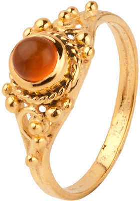 20% OFF on Voylla Elegant Orange Chalcedony Studded Plated Metal Crystal Rhodium Plated Ring
