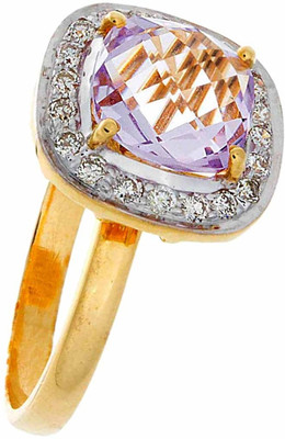 15% OFF on 64Facets The Amethyst Gold Diamond, Amethyst Rhodium Plated 18 K Ring