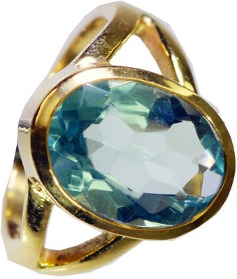24% OFF on Riyo Enticing Blue Topaz Cz Copper Cubic Zirconia 18K Yellow Gold Plated Ring