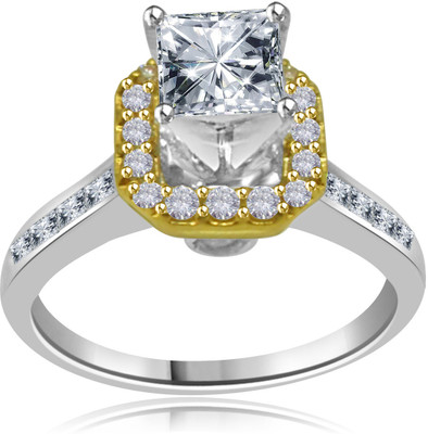 Fiona Moissanite Elevated Princess Ring Gold Moissanite 18K White Gold Plated 18 K Ring