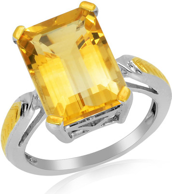 33% OFF on RosesNRibbons Princess Dainty Sterling Silver Citrine Rhodium, 18K Yellow Gold Plated Ring