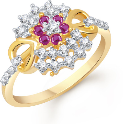 83% OFF on VK Jewels AD and Ruby Studded Heart Alloy Cubic Zirconia 18K Yellow Gold Plated Ring