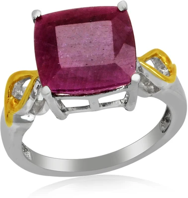 33% OFF on RosesNRibbons Sterling Silver Ruby Rhodium, 18K Yellow Gold Plated Ring