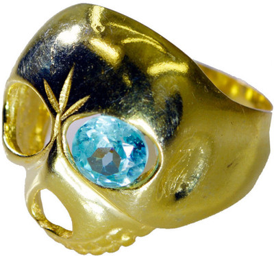 24% OFF on Riyo Appealingstar Blue Topaz Cz Copper Cubic Zirconia 18K Yellow Gold Plated Ring