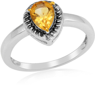 36% OFF on RosesNRibbons Citrine Teardrop Sterling Silver Citrine Rhodium, 18K Yellow Gold Plated Ring