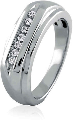 23% OFF on Velvetcase Mens Contemporary Diamond Wedding Band White Gold 18 K Ring