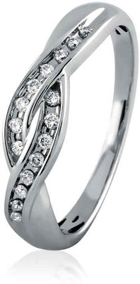 23% OFF on Velvetcase Criss Cross Diamond Eternity Band White Gold 18 K Ring