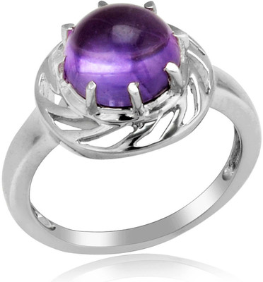 63% OFF on RosesNRibbons Charm Sterling Silver Amethyst Rhodium Plated Ring