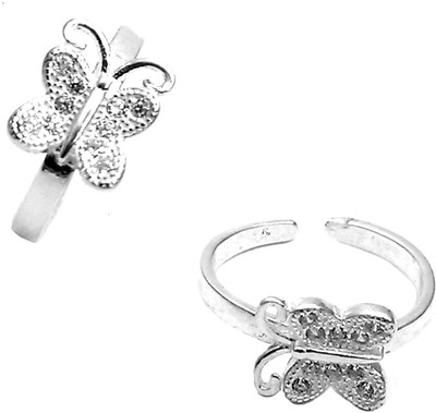 Jewel Craft Silver Cubic Zirconia Rhodium Plated Toe Ring