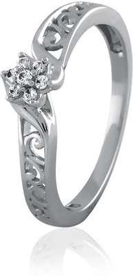 5% OFF on Velvetcase Traditional Floral Diamond Promise Ring White Gold 18K White Gold Plated 18 K Ring