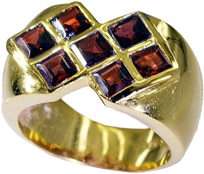24% OFF on Riyo Well-Formed Garnet Copper Garnet 18K Yellow Gold Plated Ring