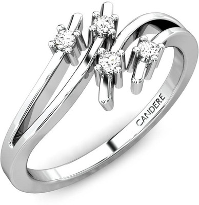 14% OFF on Candere The Holyrood Diamond White Gold Rhodium Plated 14 K Ring