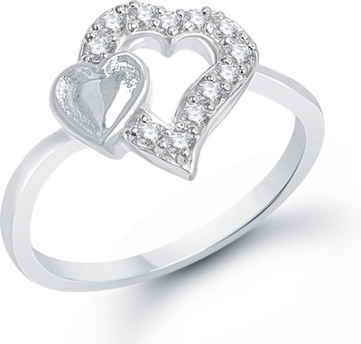 70% OFF on VK Jewels Dual Heart Alloy Cubic Zirconia Rhodium Plated K Ring