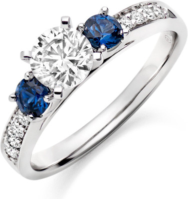 64% OFF on Ziveg 92.5 Sterling Silver Made With Swarovski Zirconia Silver Swarovski Crystal Platinum Plated Ring