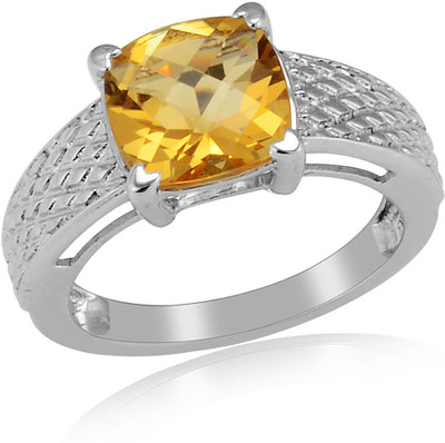 61% OFF on RosesNRibbons Flawless Beauty Sterling Silver Citrine Rhodium Plated Ring