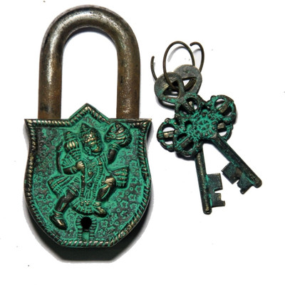 Unravel India Dog Brass Safety Lock Black, green-105 Unravel India Dog Brass Safety Lock Black, green-105