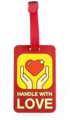 Happily Unmarried Handle With Love Luggage Tag Red