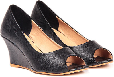 50% OFF on TEN Awesome Black Leather Wedges