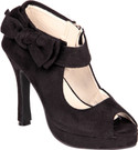 16% OFF on Soft & Sleek Dark Black Suede Side Tie Girls Heels