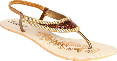 50% OFF on Indulgence Copper-Toned Sandals Flats