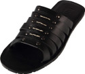 iStyle Leathers Black Buttoned Leather Sandals