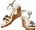 60% OFF on Bello Pede Floral Glitter Wedges