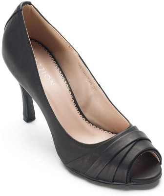 Heel & Buckle Pazzion Mid Peep Toes Leather Heels