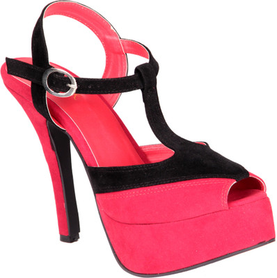 Soft & Sleek Open Toe Red Girls Heels Soft & Sleek Open Toe Red Girls Heels