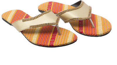 72% OFF on Ridhi Sidhi Golden Embellishment Flats