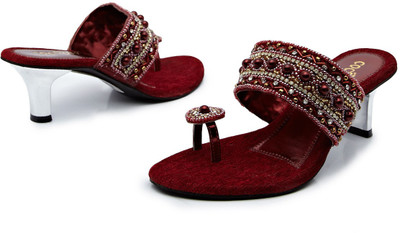 34% OFF on Cocoon Dark Red Ethnic Perfect Heels