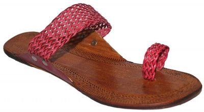 59% OFF on Authority Red Mesh Leather Slip on Leather Flats