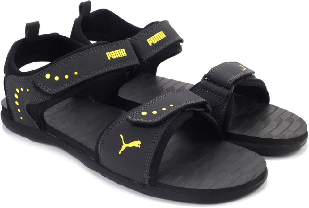 Puma Men Black Grey Yellow Sports Sandals Black Grey Yellow