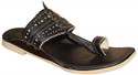 59% OFF on Authority Bright Black Leather Kolhapuri Leather Sandals