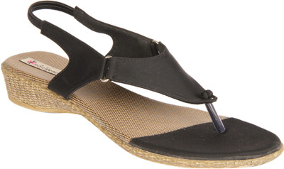 75% OFF on Indulgence Black Sandals Flats