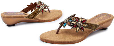 34% OFF on Cocoon Brown Rustic Festive Wedges