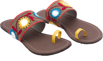 67% OFF on Ridhi Sidhi Mirror Work Leather Flats