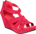 20% OFF on Soft & Sleek Red Suede Strap Girls Wedges