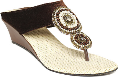 55% OFF on Foot Jewel Heel Black Party Slip On Wedges