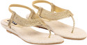 58% OFF on TEN Golden Jute Flats