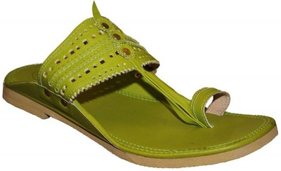 59% OFF on Authority Bright Green Leather Kolhapuri Leather Sandals